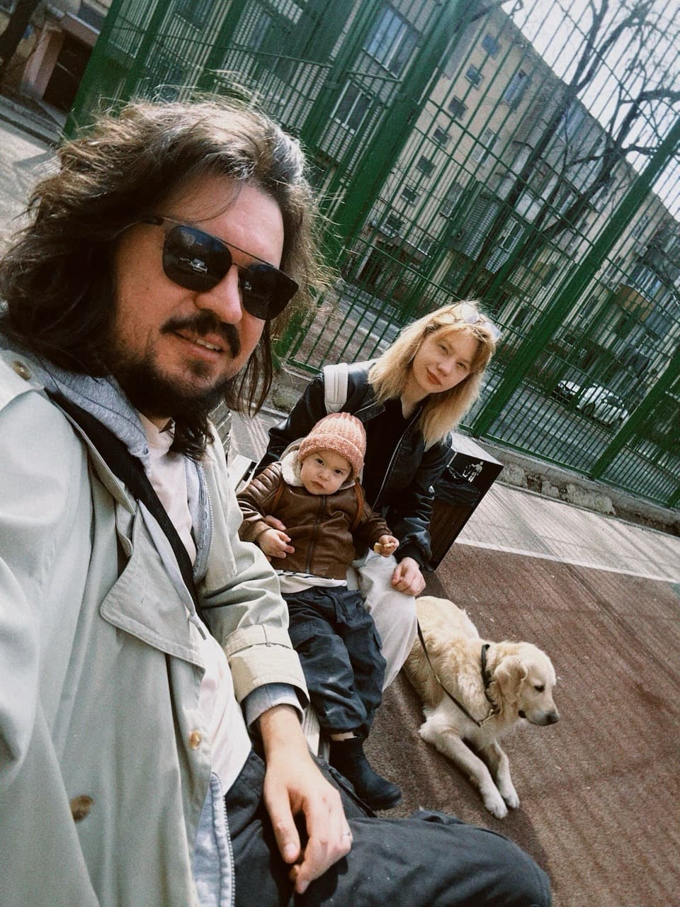 With my wife, son, and dog